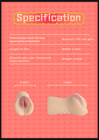 TunZi Voice Interactive Male Stroker – Realistic Soft TPE Masturbator with Deep Textured Tunnel