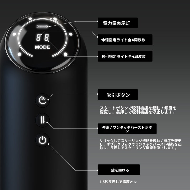 第2世代の飛行機カップPROバージョン多周波伸縮式吸引加熱強い衝撃大画面デジタルディスプレイ男性用大人のおもちゃを発射します