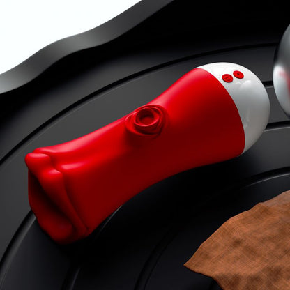 Red Lips Love Trainer Male Airplane Cup Tongue-Licking Vibrating Masturbation Cup Soft Exercise Adult Toy
